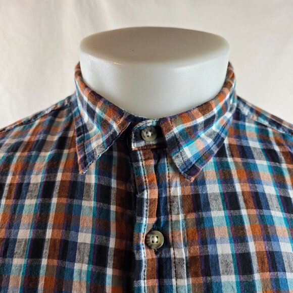 Salt Valley Shirt Mens Medium Blue Plaid Button Up Western Casual Lightweight - Picture 2 of 9